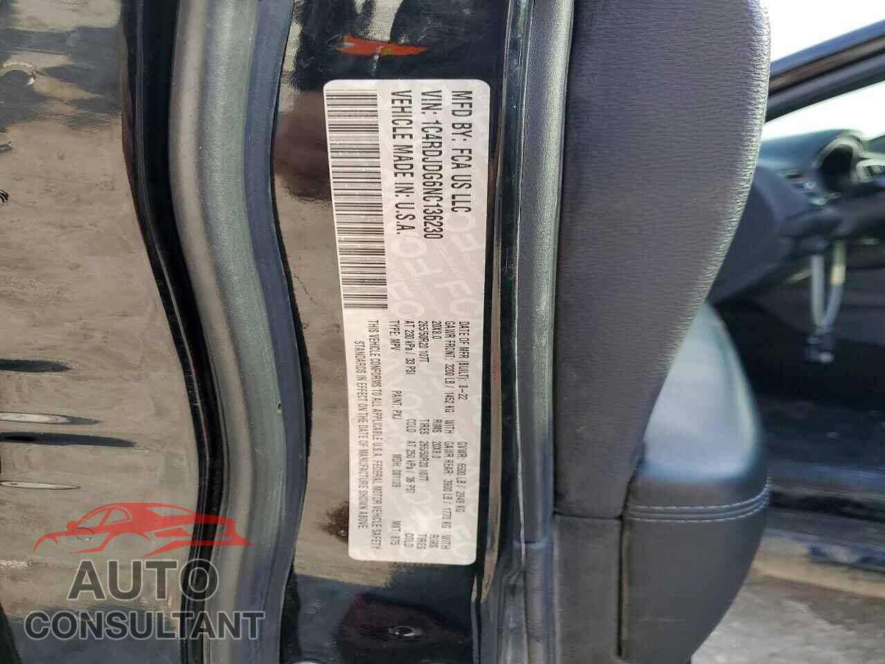 DODGE DURANGO 2022 - 1C4RDJDG6NC136230