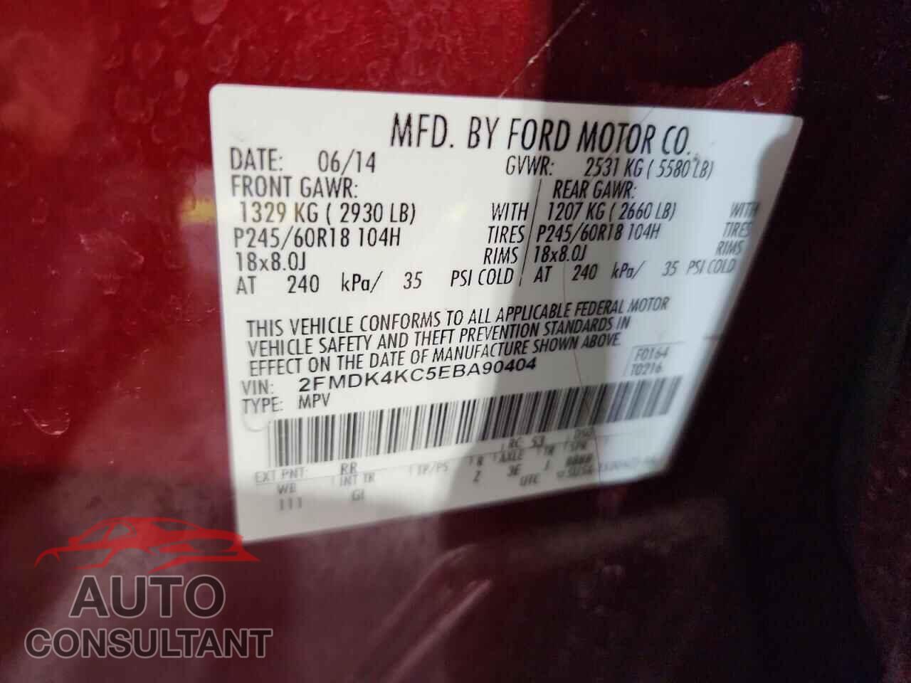 FORD EDGE 2014 - 2FMDK4KC5EBA90404