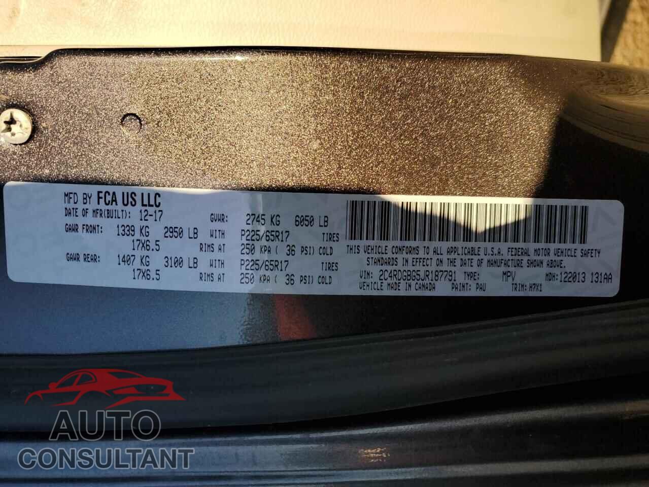 DODGE CARAVAN 2018 - 2C4RDGBG5JR187791