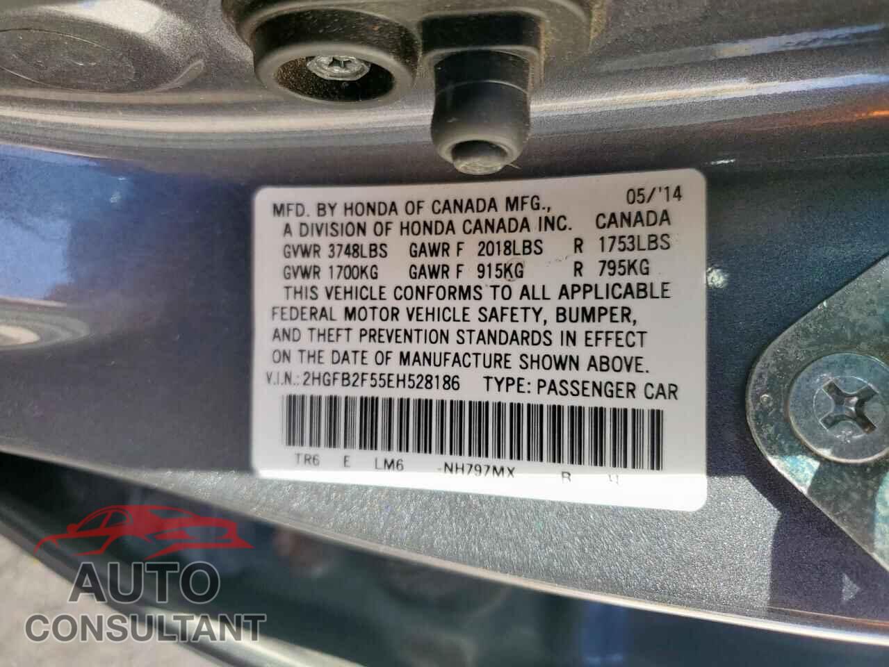 HONDA CIVIC 2014 - 2HGFB2F55EH528186