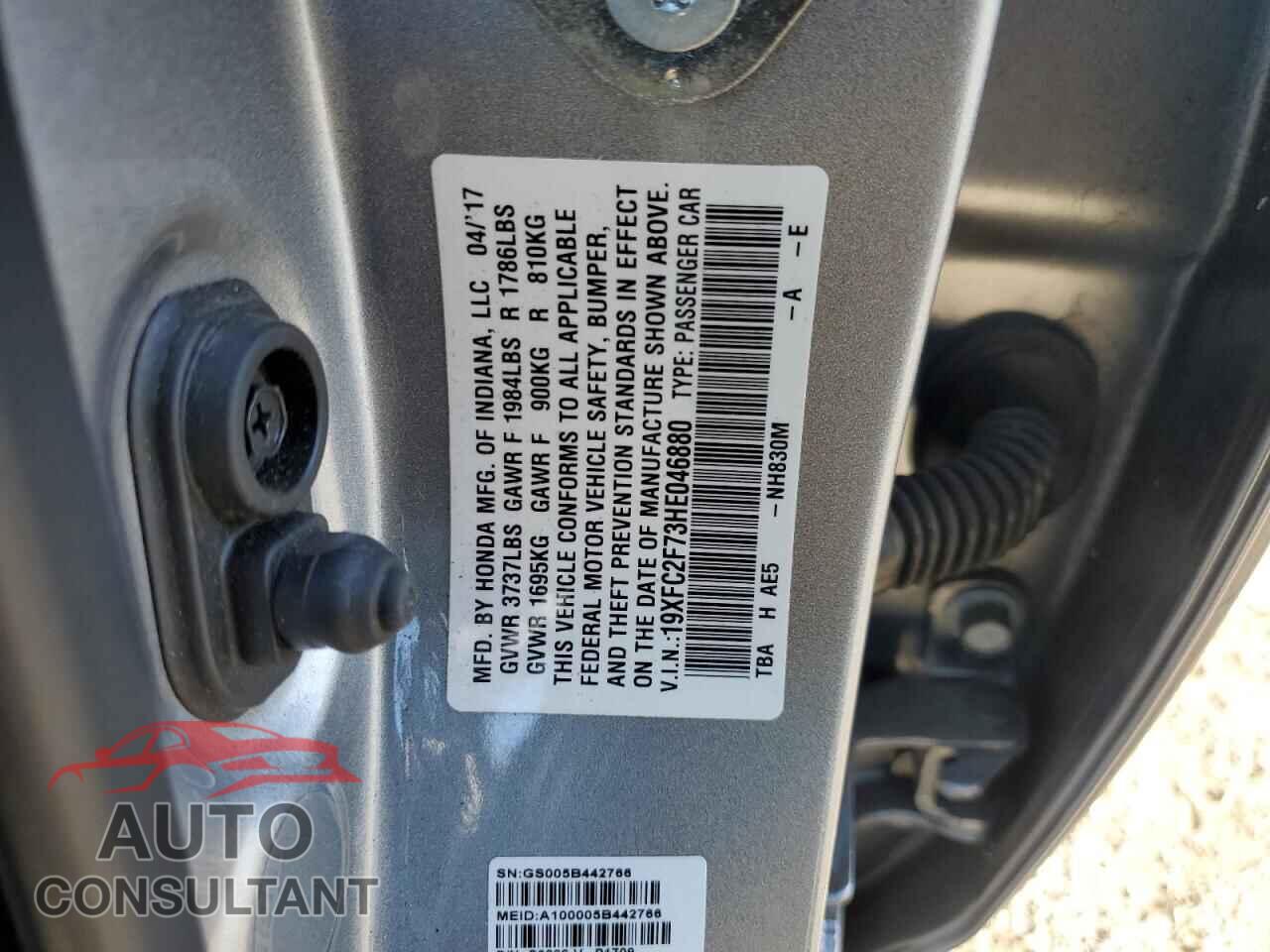 HONDA CIVIC 2017 - 19XFC2F73HE046880