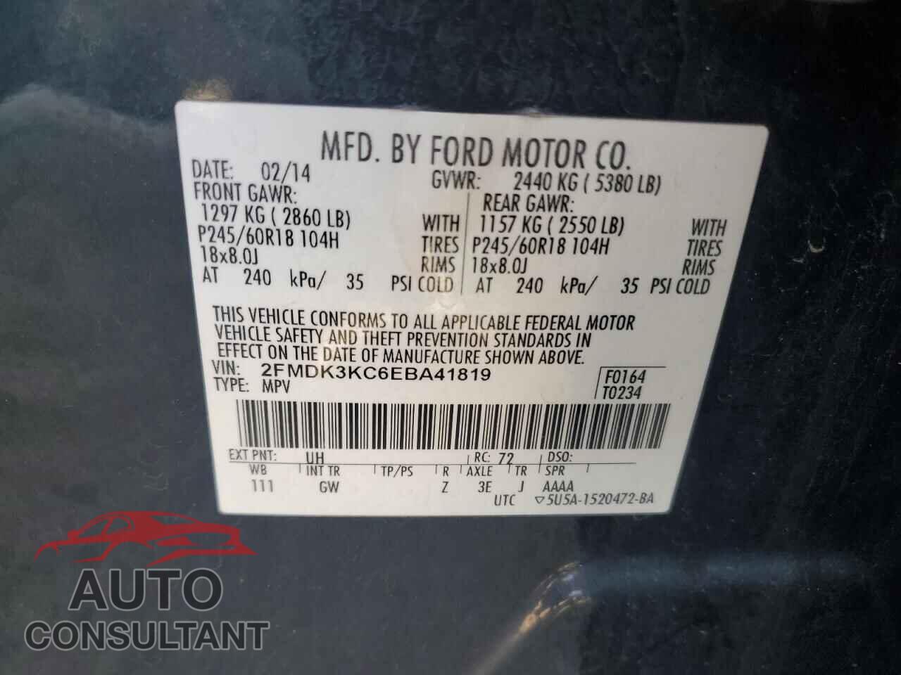FORD EDGE 2014 - 2FMDK3KC6EBA41819