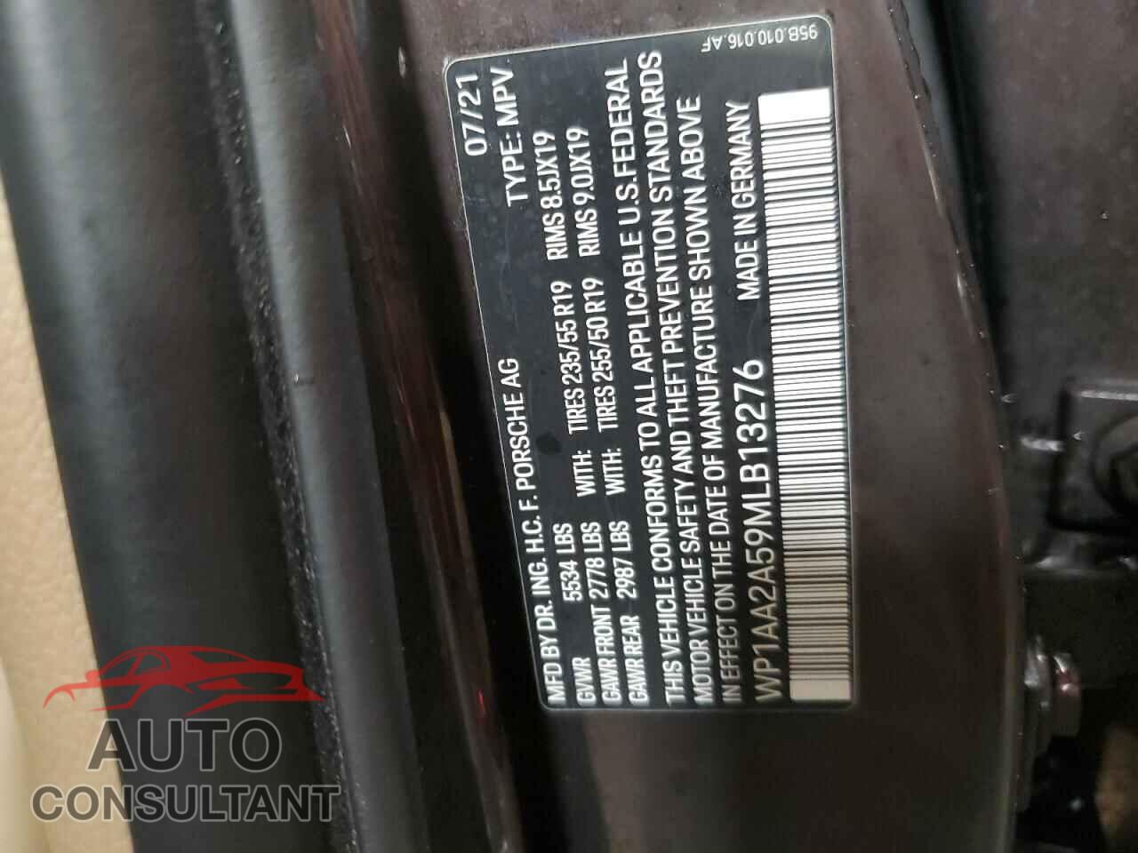 PORSCHE MACAN 2021 - WP1AA2A59MLB13276
