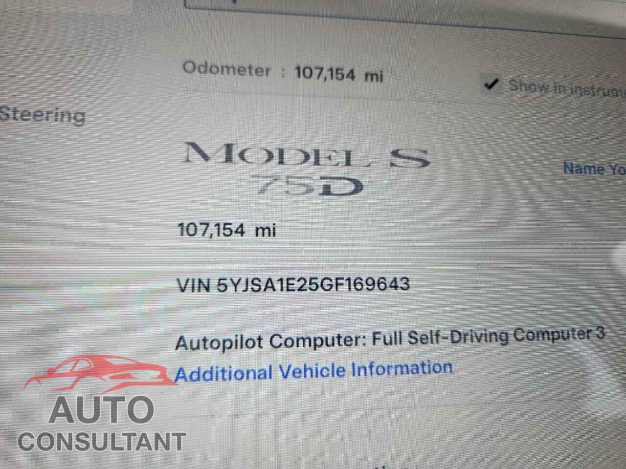 TESLA MODEL S 2016 - 5YJSA1E25GF169643