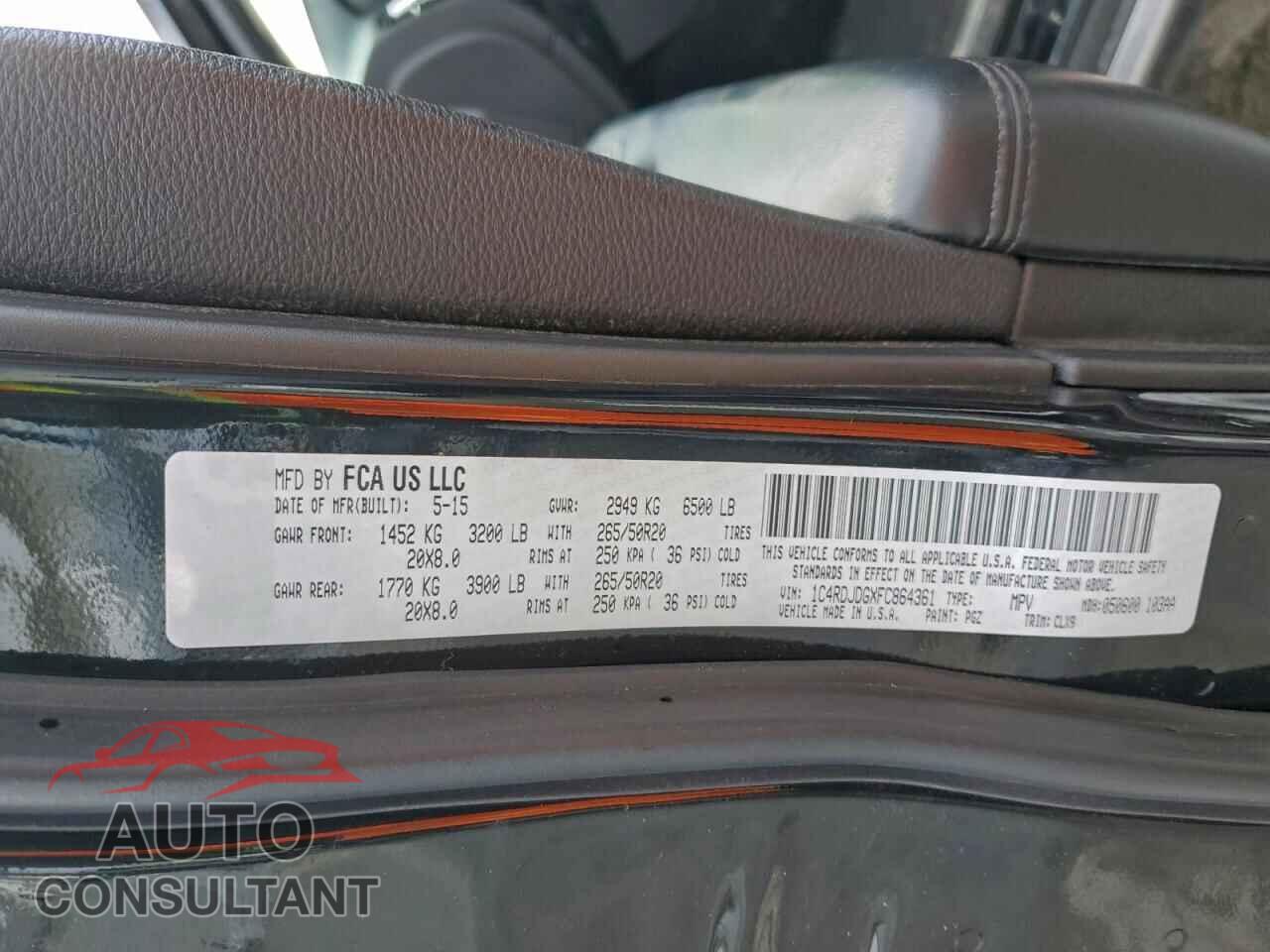 DODGE DURANGO 2015 - 1C4RDJDGXFC864361