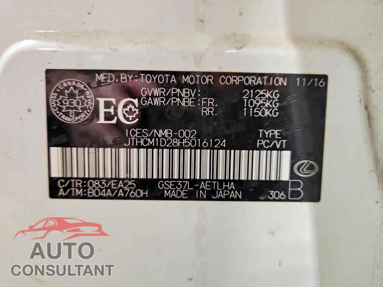LEXUS IS 2017 - JTHCM1D28H5016124