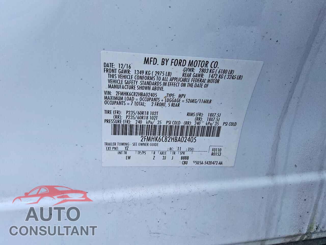 FORD FLEX 2017 - 2FMHK6C82HBA02405