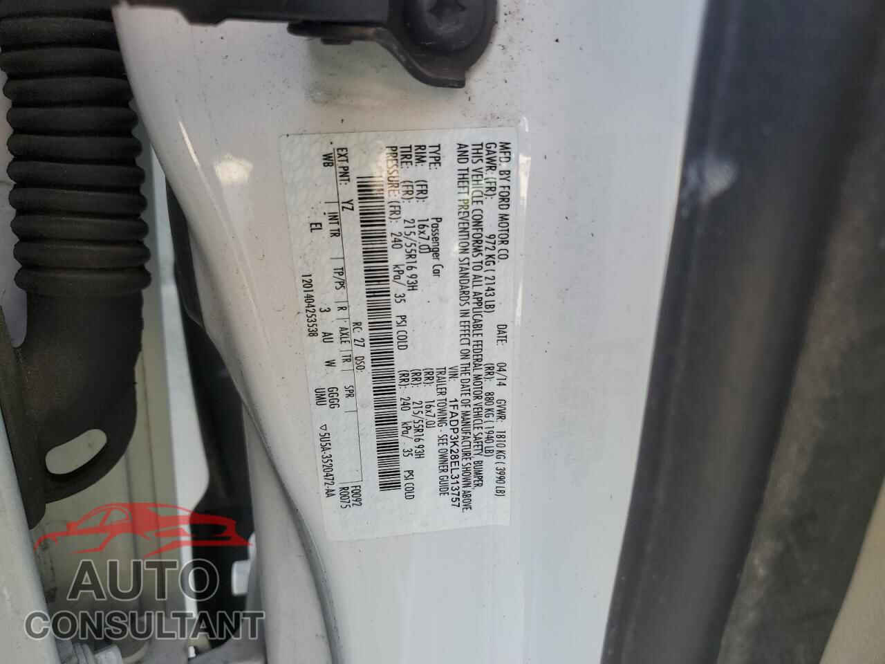 FORD FOCUS 2014 - 1FADP3K28EL313757
