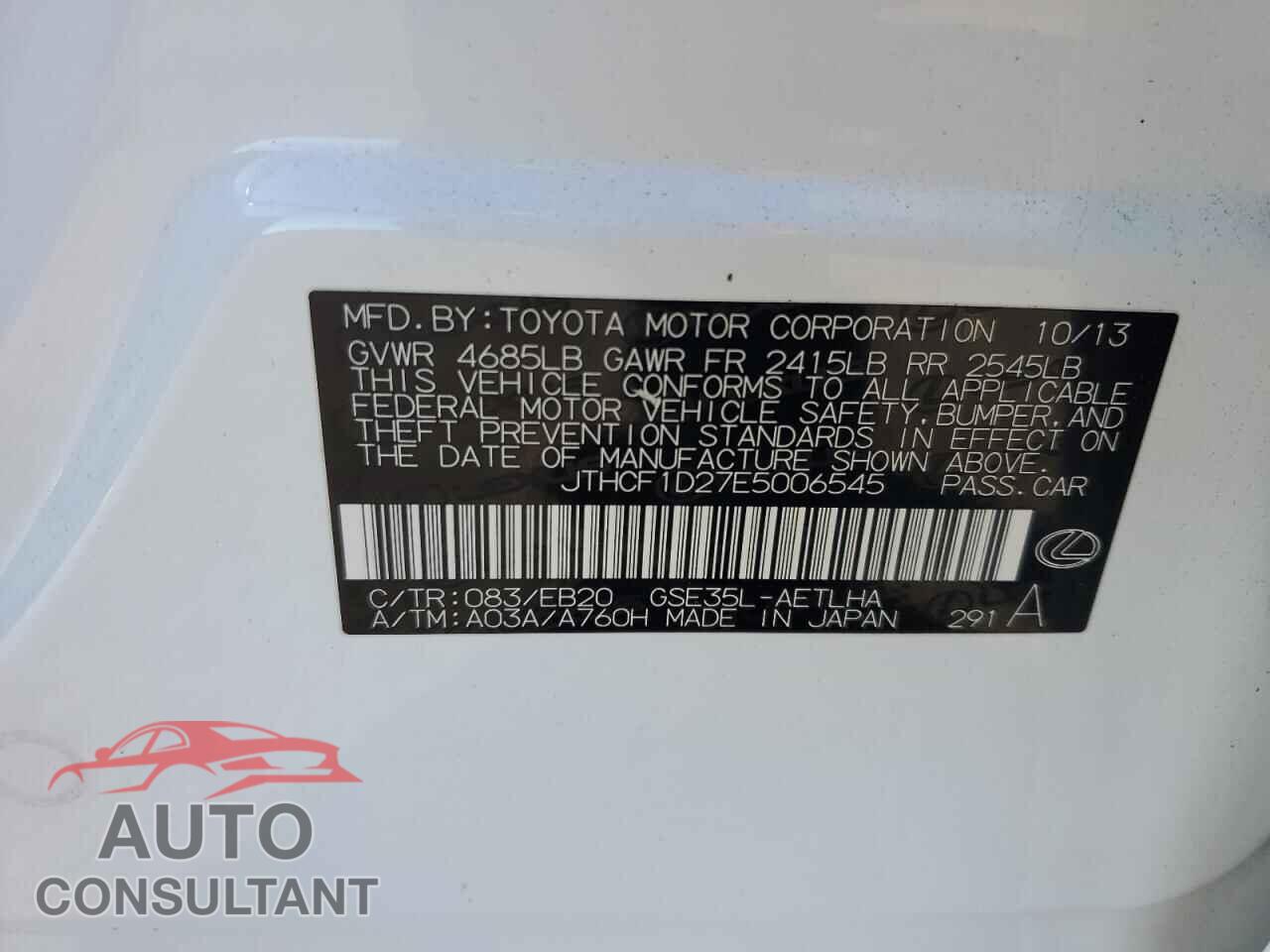LEXUS IS 2014 - JTHCF1D27E5006545