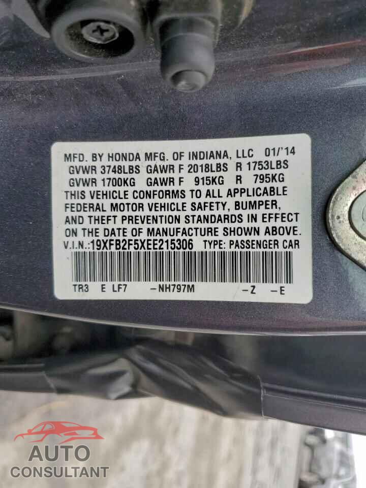 HONDA CIVIC 2014 - 19XFB2F5XEE215306