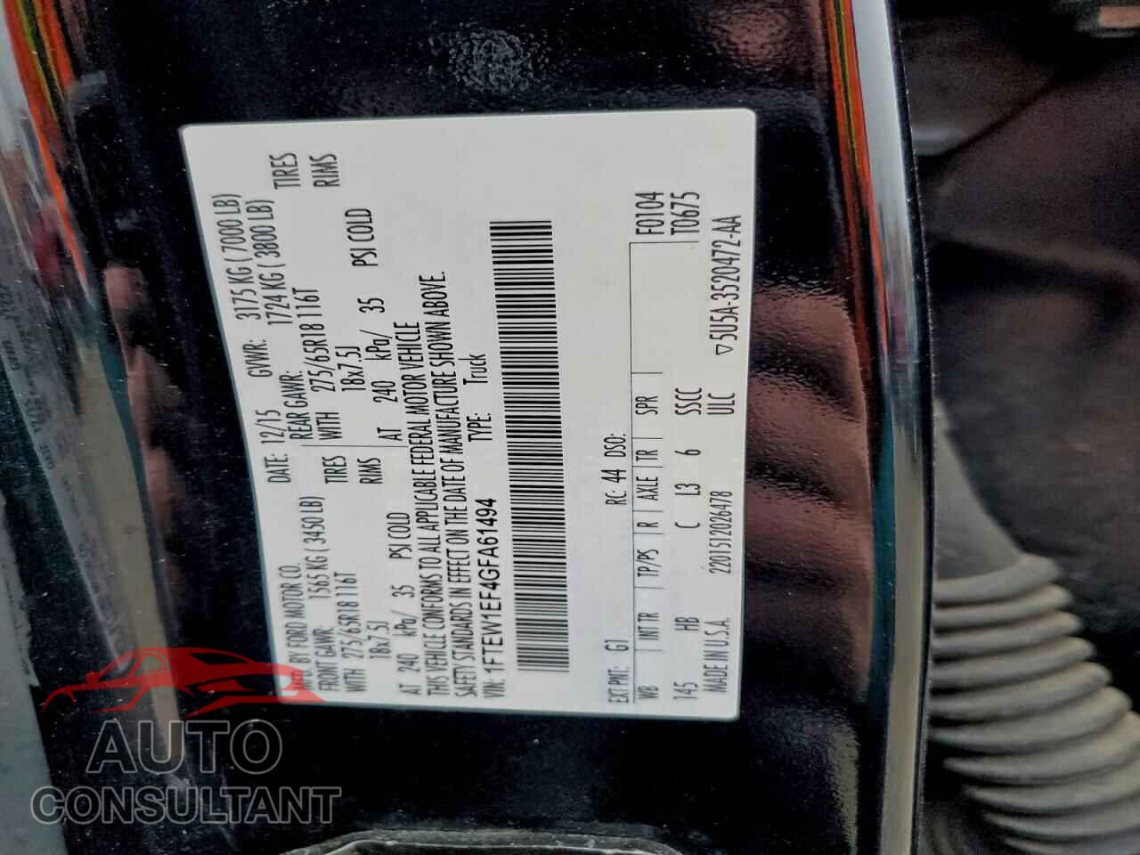 FORD F-150 2016 - 1FTEW1EF4GFA61494