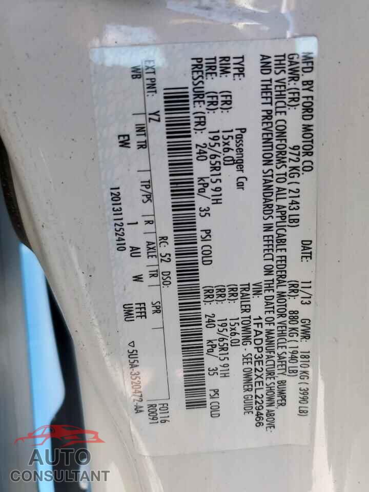 FORD FOCUS 2014 - 1FADP3E2XEL229466