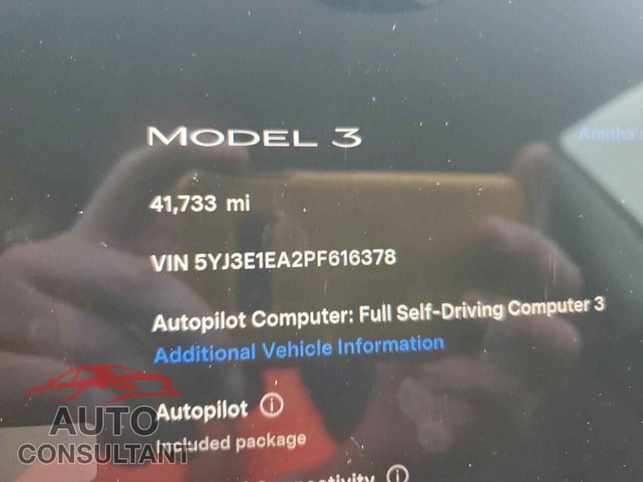 TESLA MODEL 3 2023 - 5YJ3E1EA2PF616378