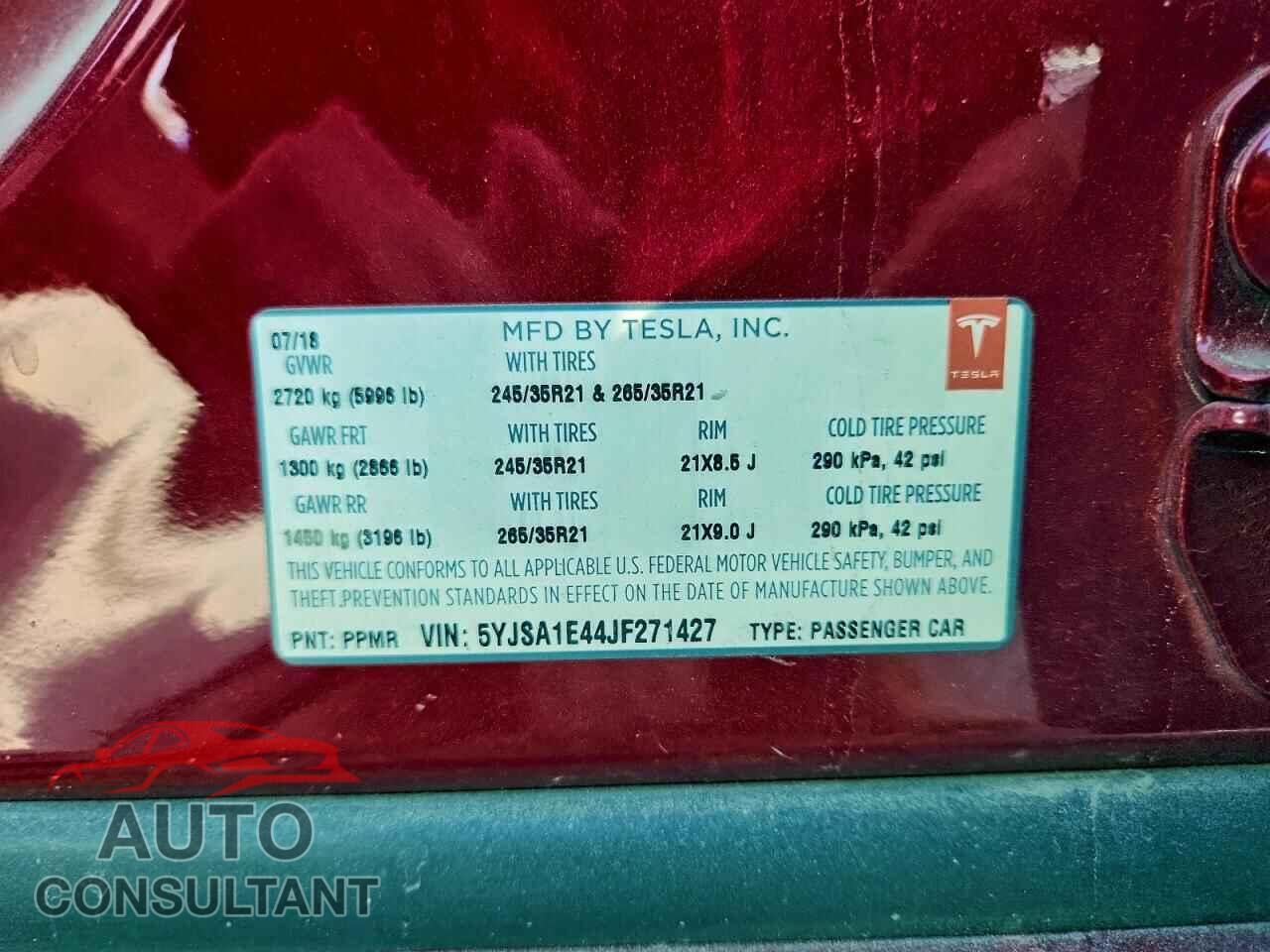 TESLA MODEL S 2018 - 5YJSA1E44JF271427