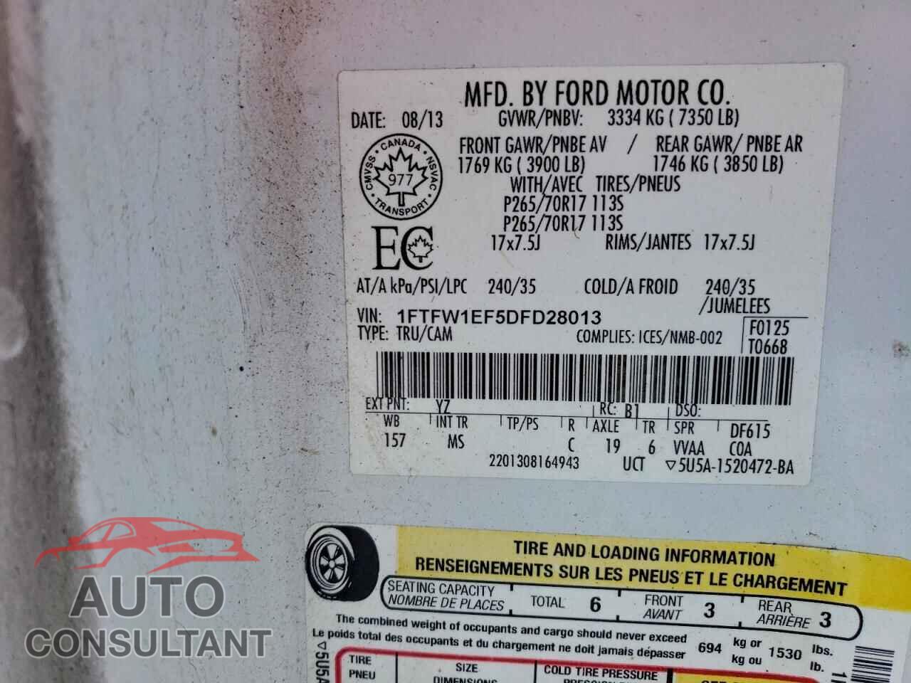 FORD F-150 2013 - 1FTFW1EF5DFD28013