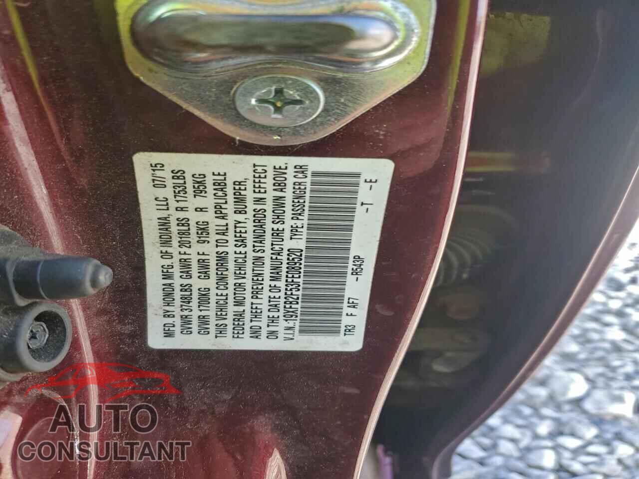 HONDA CIVIC 2015 - 19XFB2F53FE089520