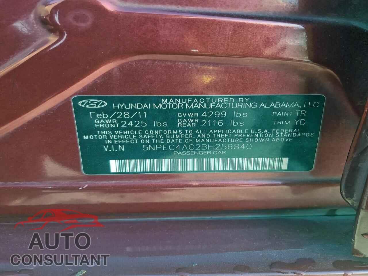 HYUNDAI SONATA 2011 - 5NPEC4AC2BH256840