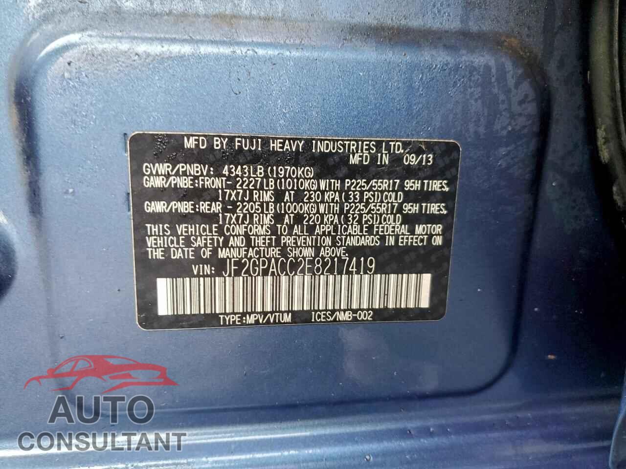 SUBARU XV 2014 - JF2GPACC2E8217419