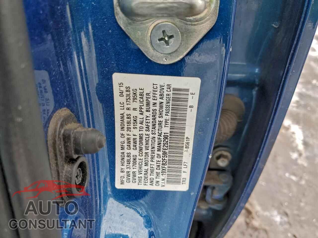 HONDA CIVIC 2015 - 19XFB2F59FE252901