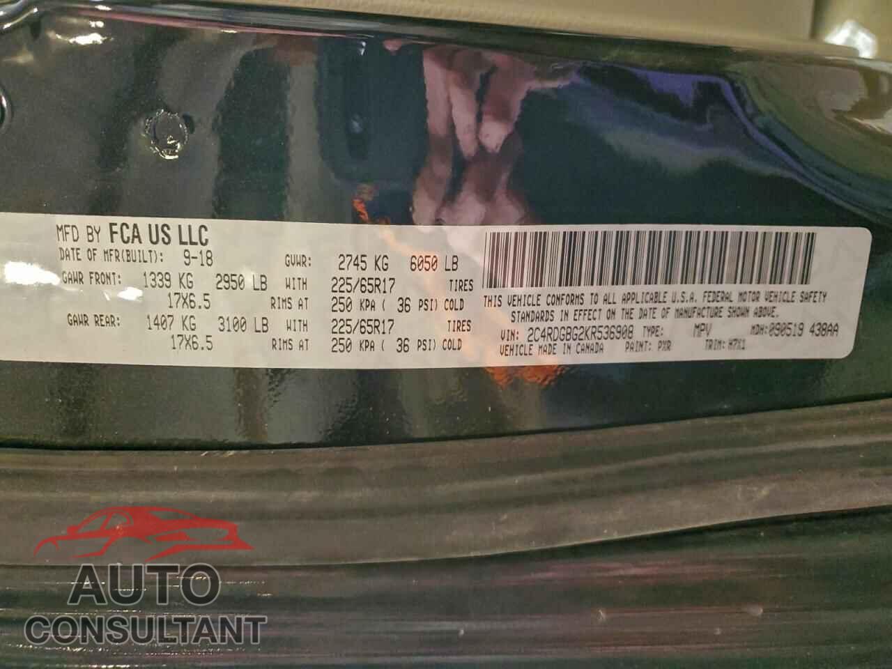 DODGE CARAVAN 2019 - 2C4RDGBG2KR536908