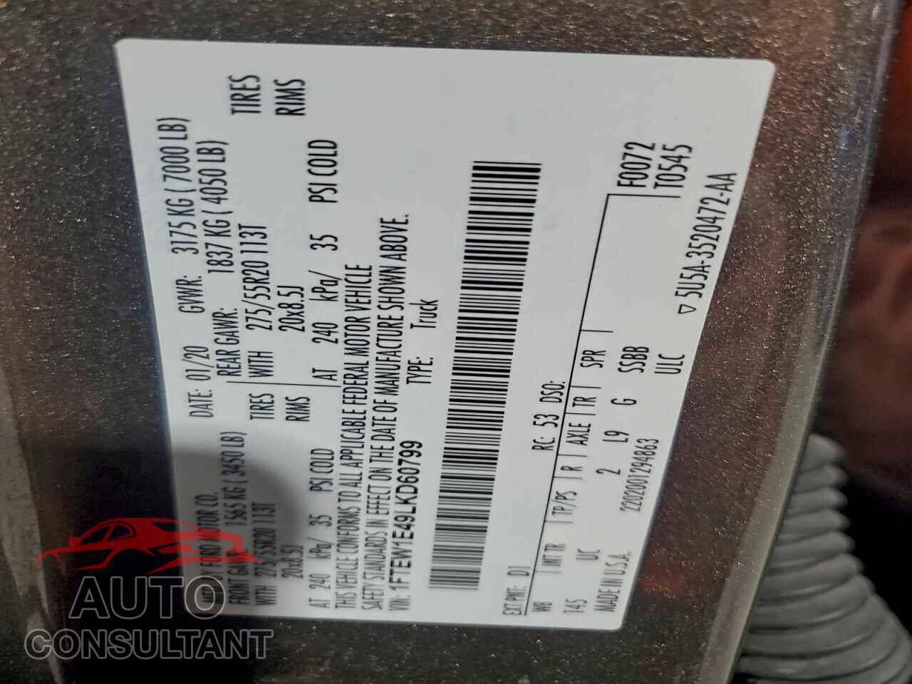 FORD F-150 2020 - 1FTEW1E49LKD60799