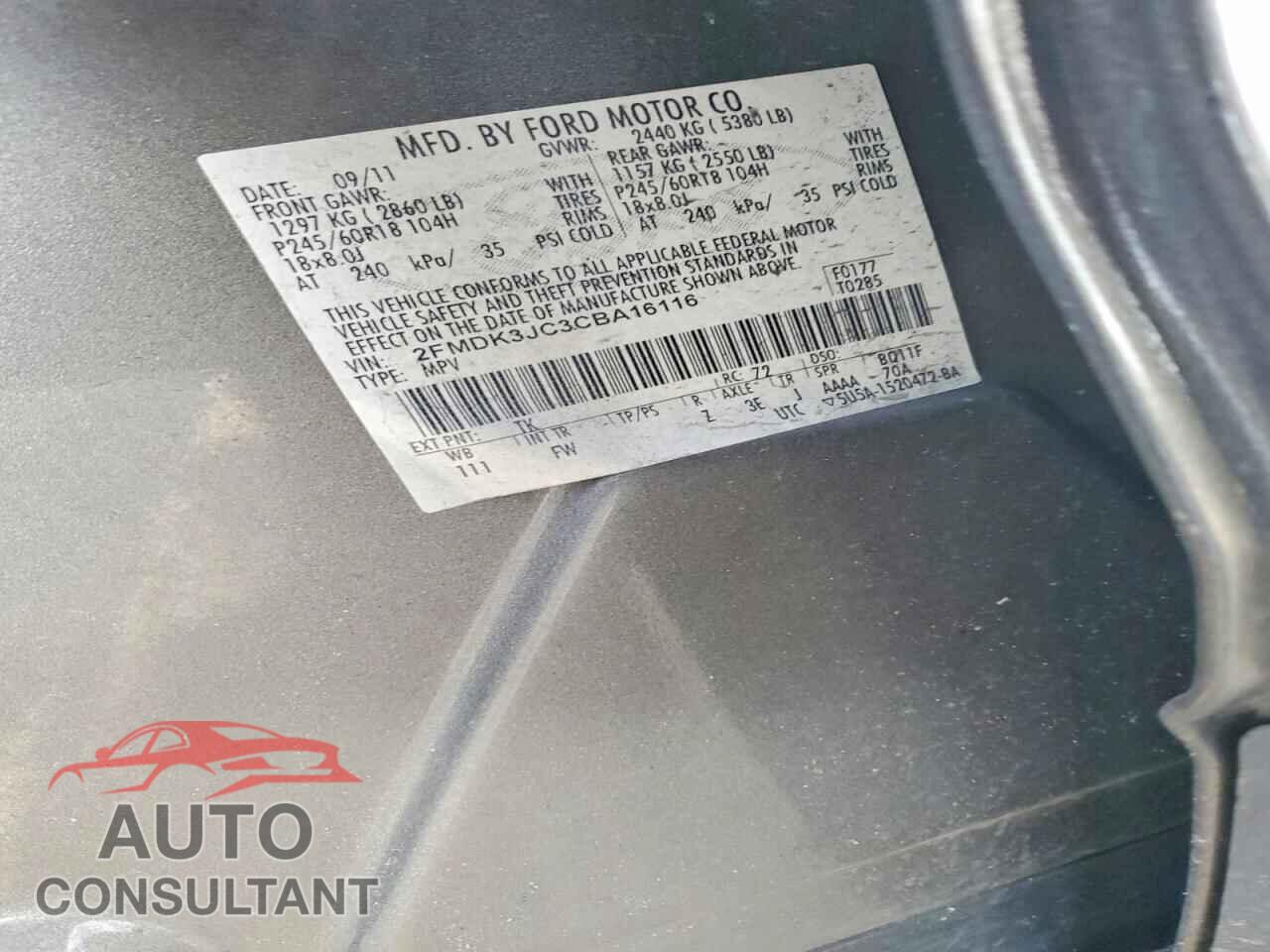 FORD EDGE 2012 - 2FMDK3JC3CBA16116