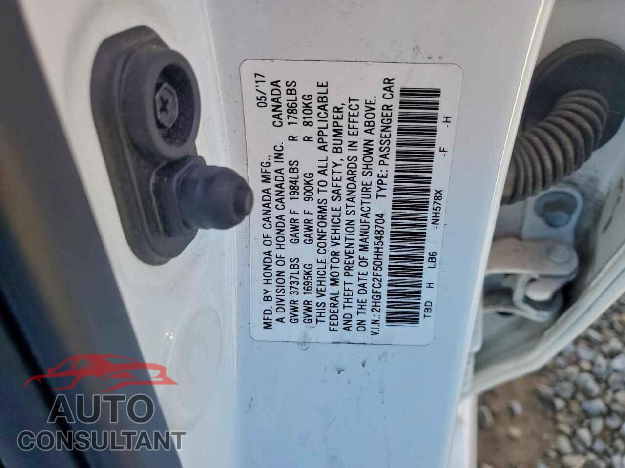 HONDA CIVIC 2017 - 2HGFC2F50HH548704