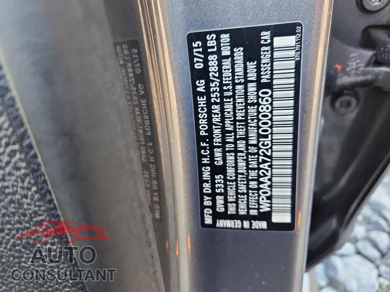 PORSCHE PANAMERA 2016 - WP0AA2A72GL000860