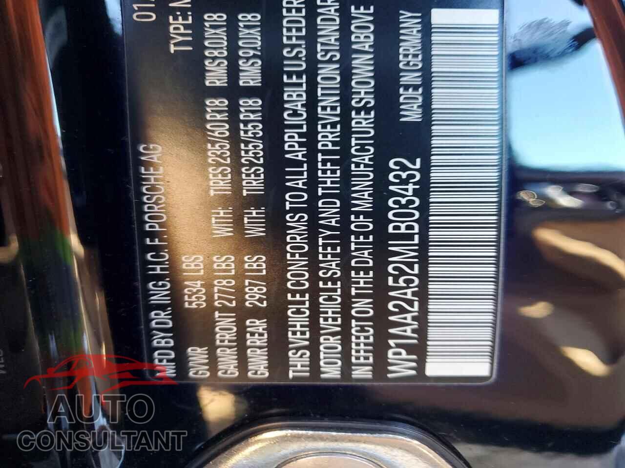 PORSCHE MACAN 2021 - WP1AA2A52MLB03432
