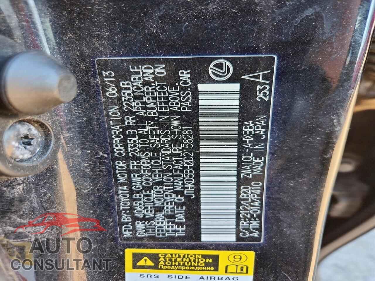 LEXUS CT 200 2013 - JTHKD5BH2D2158281