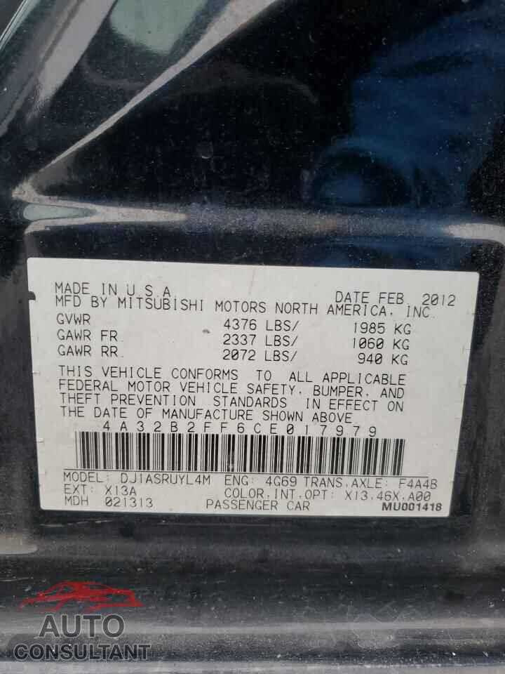 MITSUBISHI GALANT 2012 - 4A32B2FF6CE017979