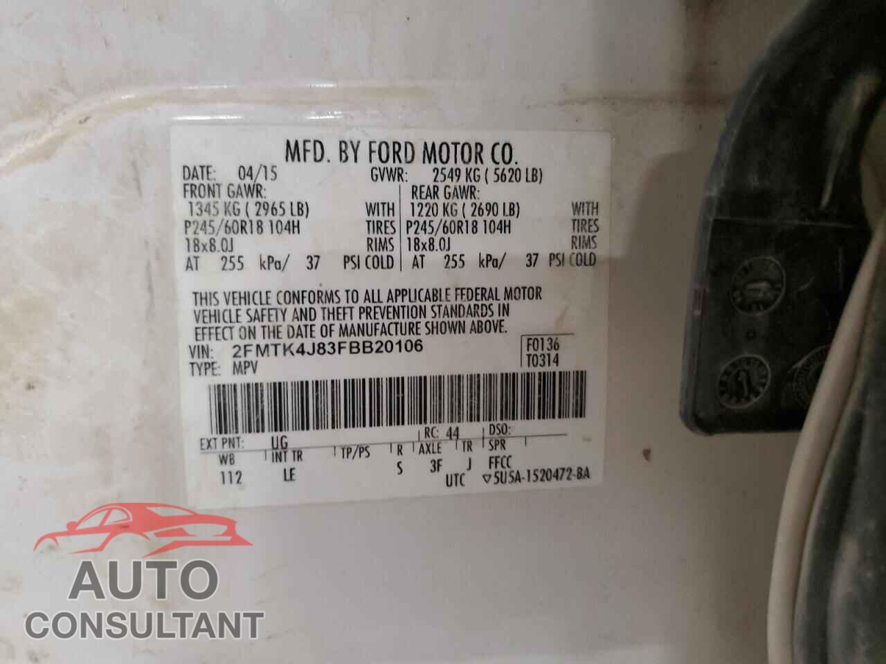 FORD EDGE 2015 - 2FMTK4J83FBB20106