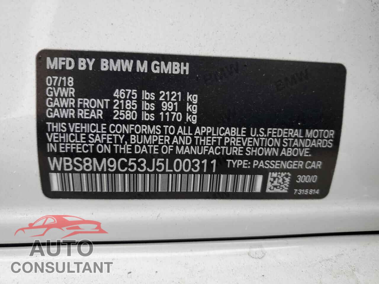 BMW M3 2018 - WBS8M9C53J5L00311