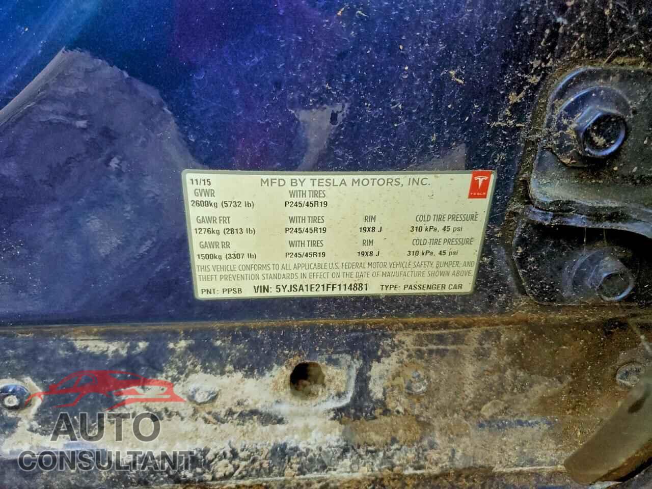 TESLA MODEL S 2015 - 5YJSA1E21FF114881