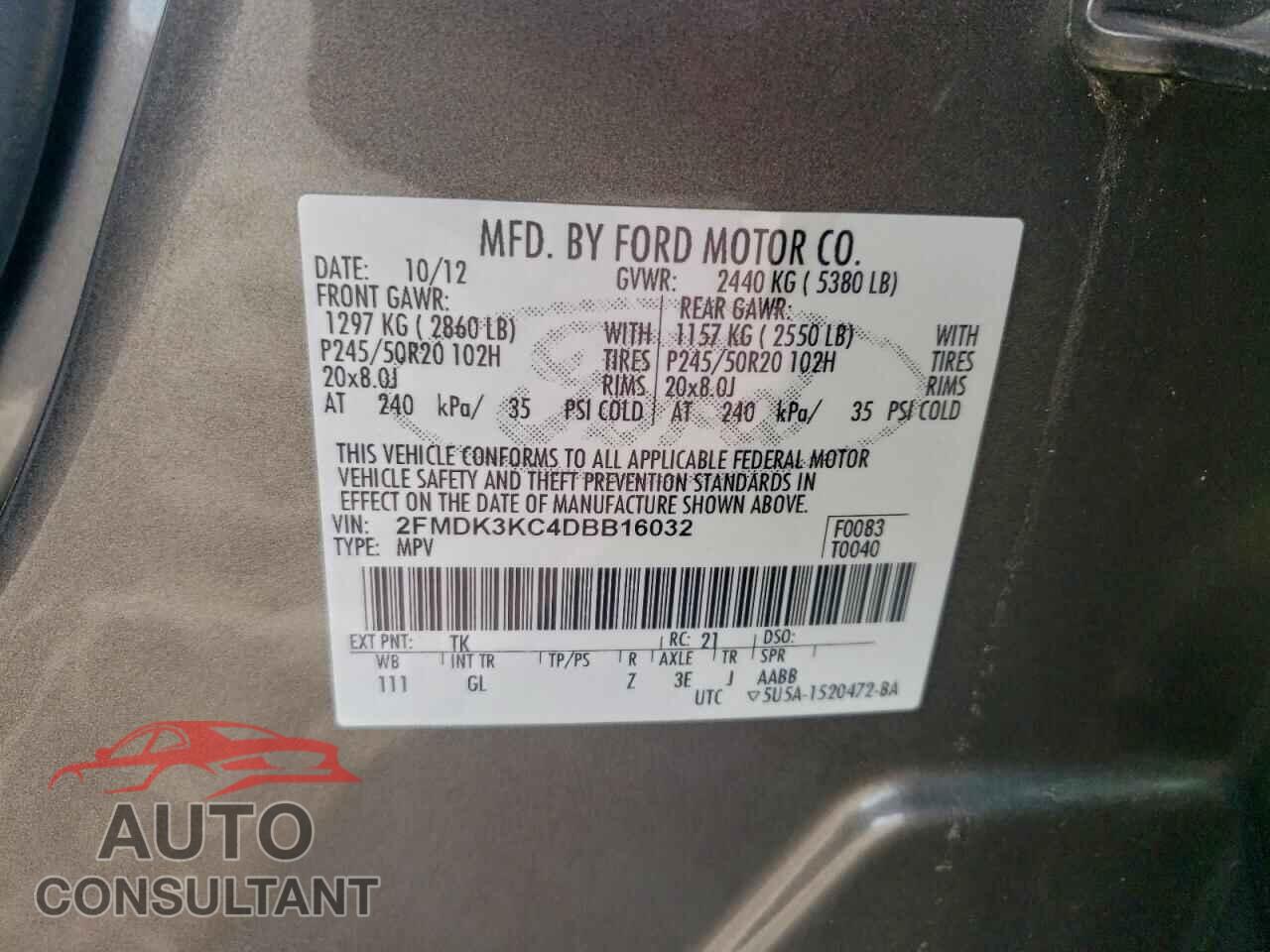 FORD EDGE 2013 - 2FMDK3KC4DBB16032