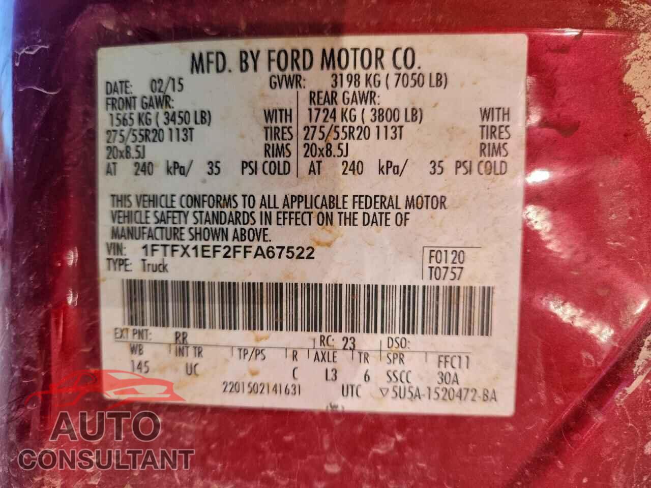 FORD F-150 2015 - 1FTFX1EF2FFA67522