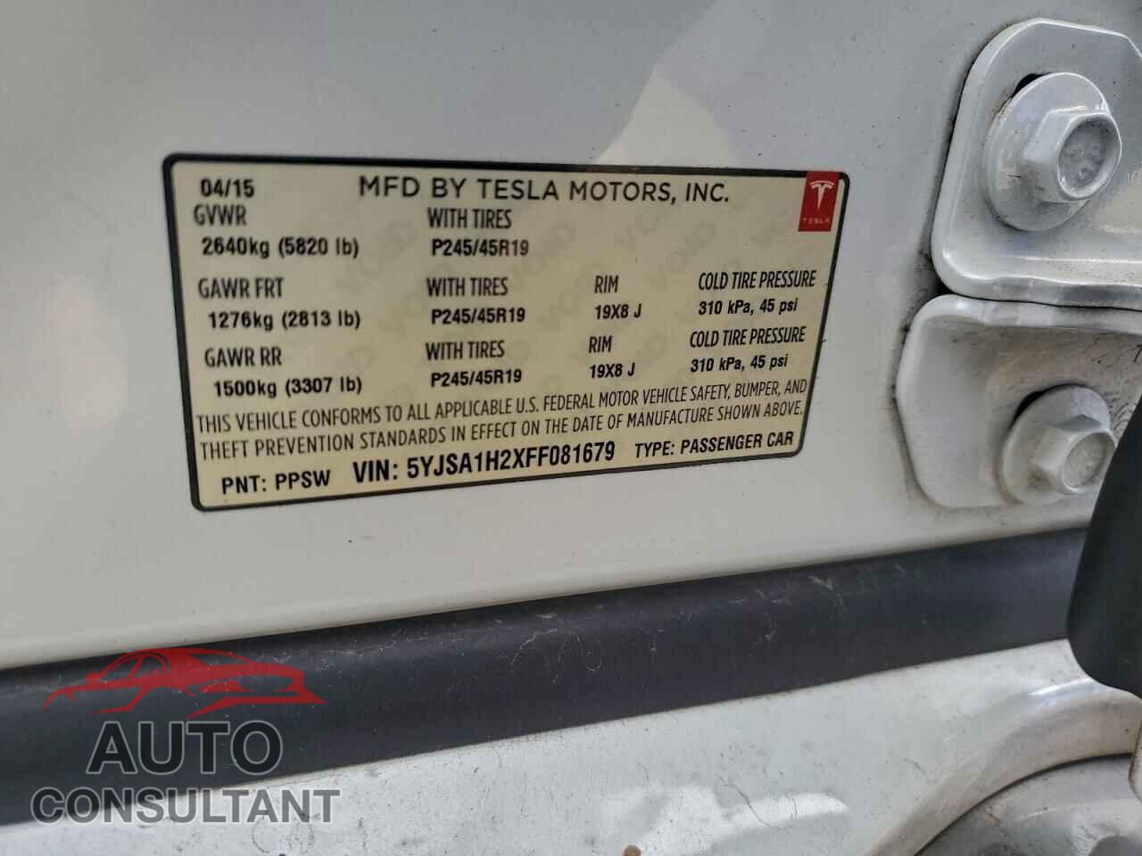 TESLA MODEL S 2015 - 5YJSA1H2XFF081679