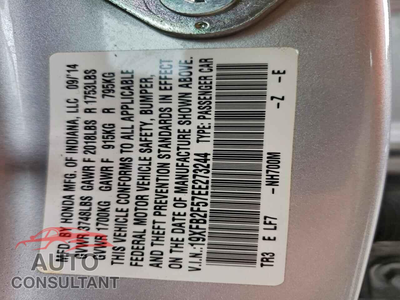 HONDA CIVIC 2014 - 19XFB2F57EE273244
