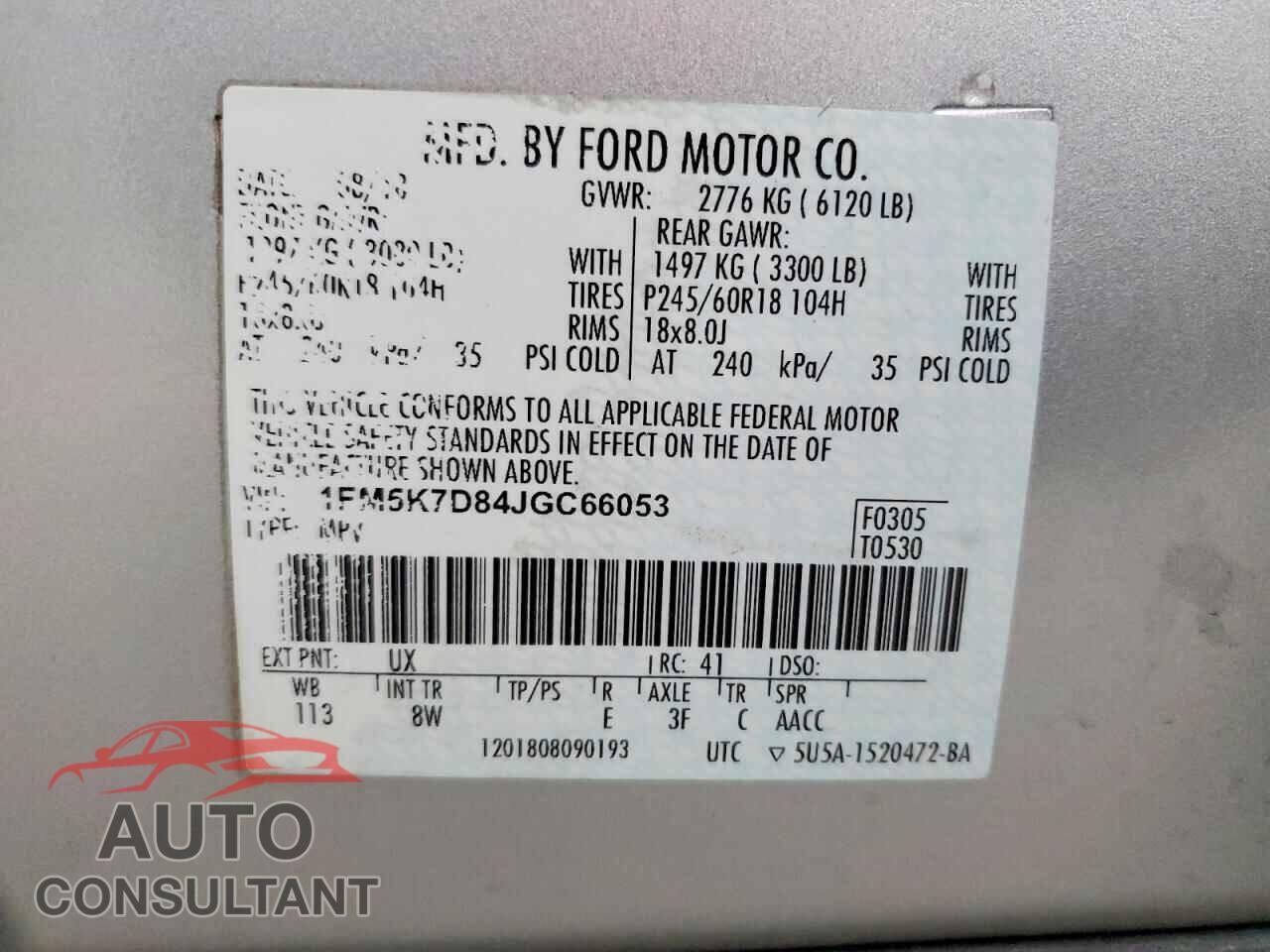 FORD EXPLORER 2018 - 1FM5K7D84JGC66053