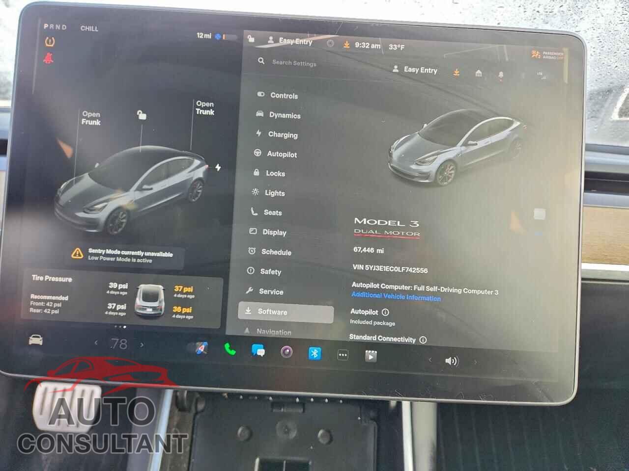TESLA MODEL 3 2020 - 5YJ3E1EC0LF742556