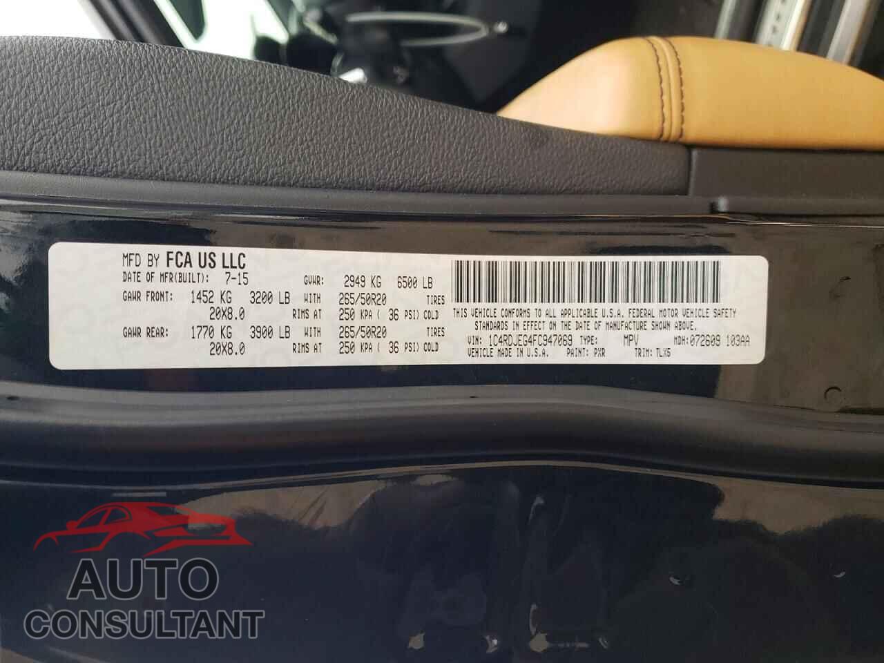 DODGE DURANGO 2015 - 1C4RDJEG4FC947069