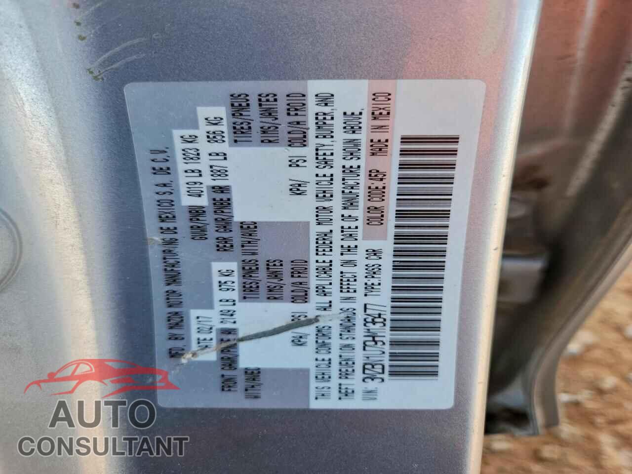 MAZDA 3 2017 - 3MZBN1U79HM136477