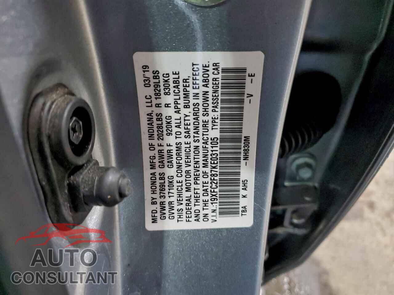 HONDA CIVIC 2019 - 19XFC2F87KE031105