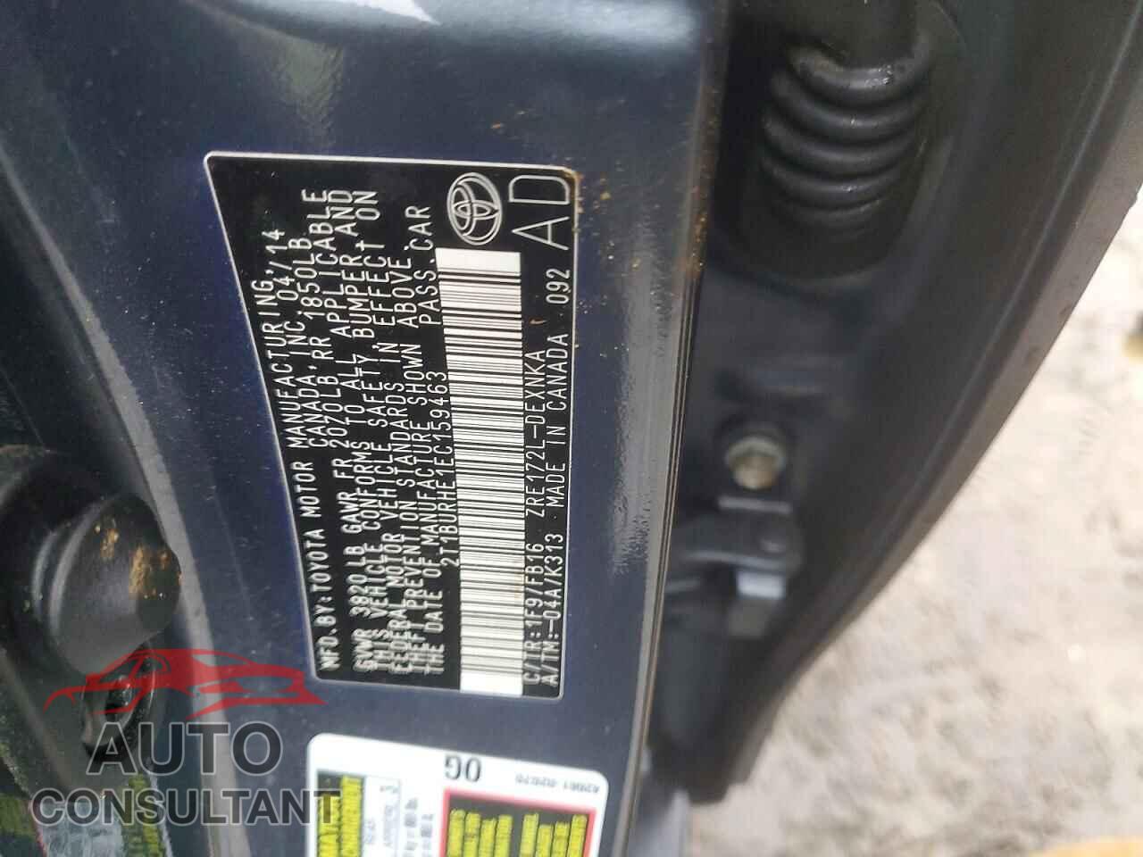 TOYOTA COROLLA 2014 - 2T1BURHE1EC159463