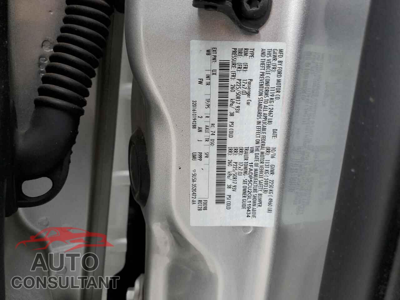 FORD CMAX 2016 - 1FADP5CU2GL119434