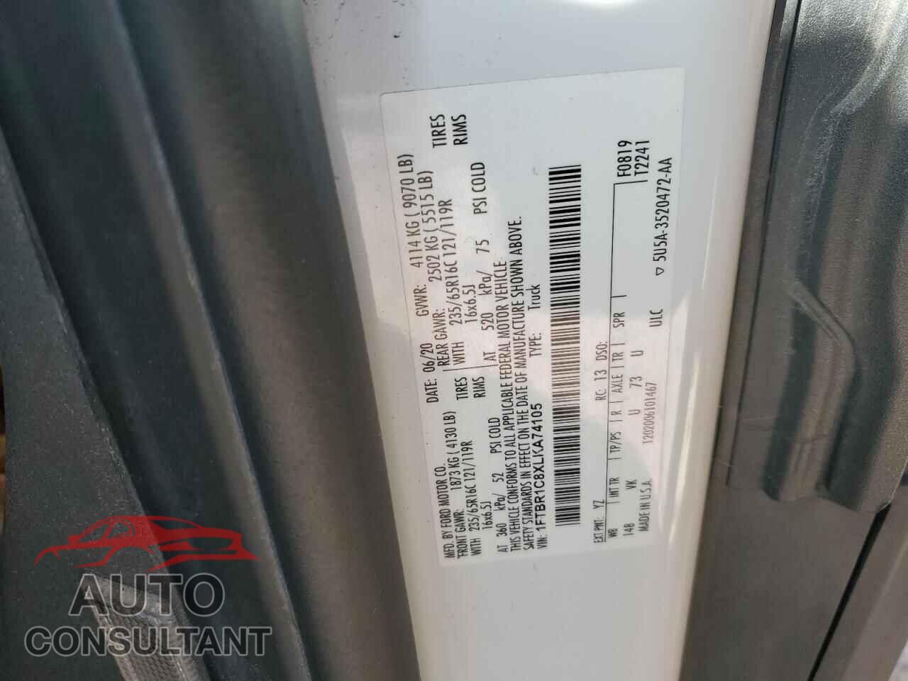 FORD TRANSIT 2020 - 1FTBR1C8XLKA74105