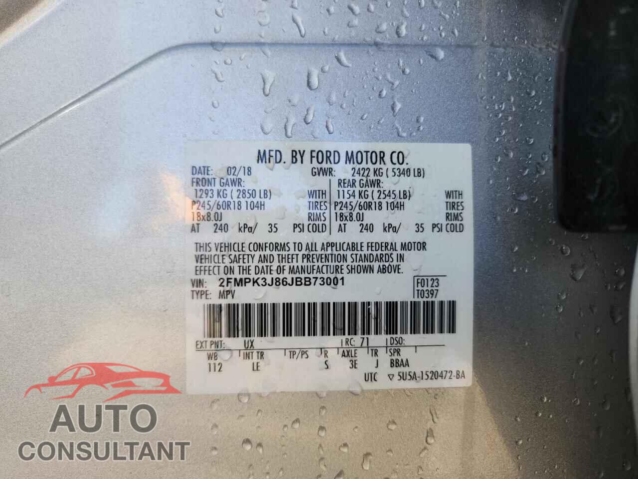FORD EDGE 2018 - 2FMPK3J86JBB73001