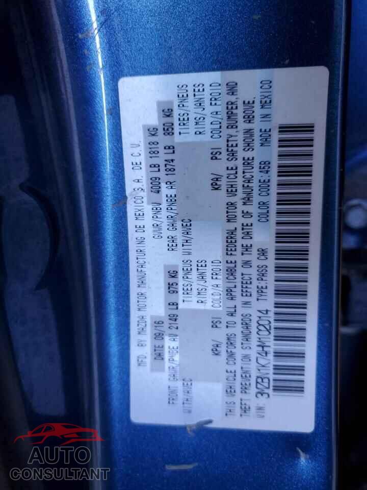 MAZDA 3 2017 - 3MZBN1K74HM102014