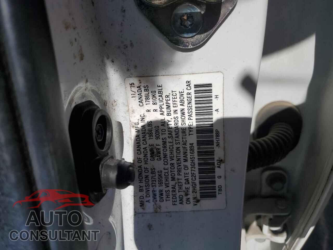 HONDA CIVIC 2016 - 2HGFC2F73GH516894