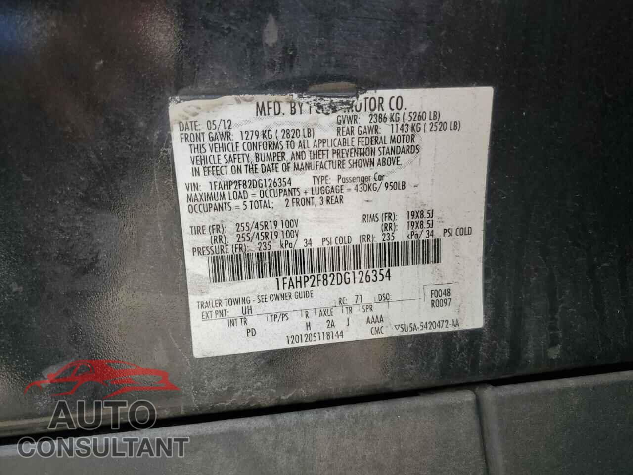 FORD TAURUS 2013 - 1FAHP2F82DG126354